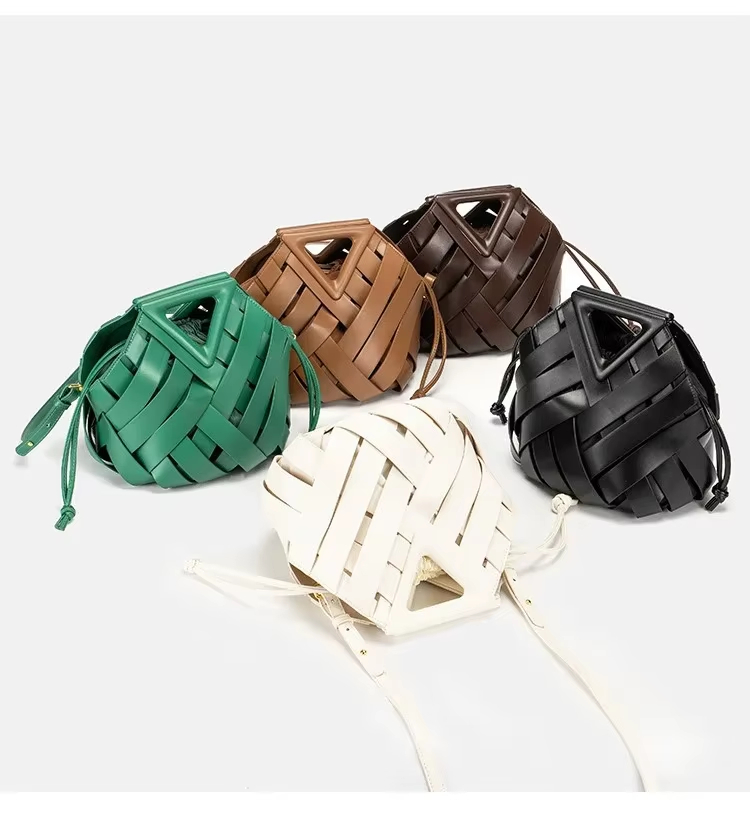 Women'S Accessories Handbags - Trendy Vegan Leather Woven Tote Bag