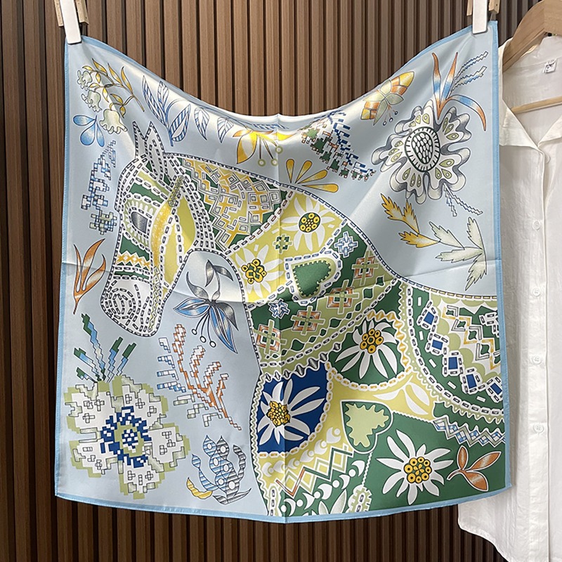 Women'S Accessories Handbags - Green Boho Horse Square Scarf 70cm