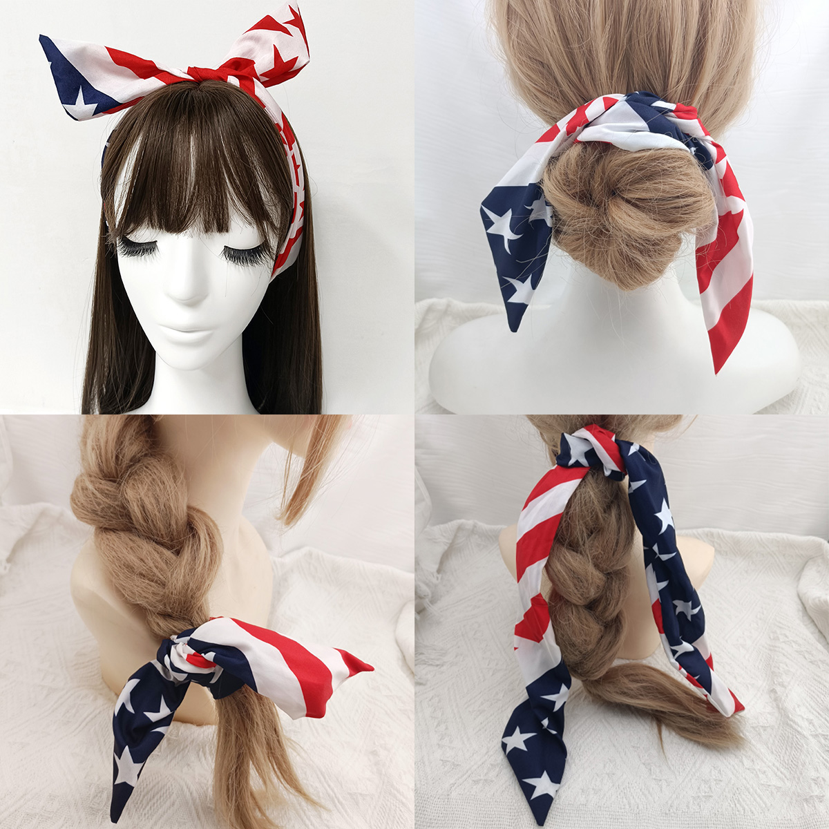 Women Accessories Usa - 1 PCS USA Flag Hair Scrunchies