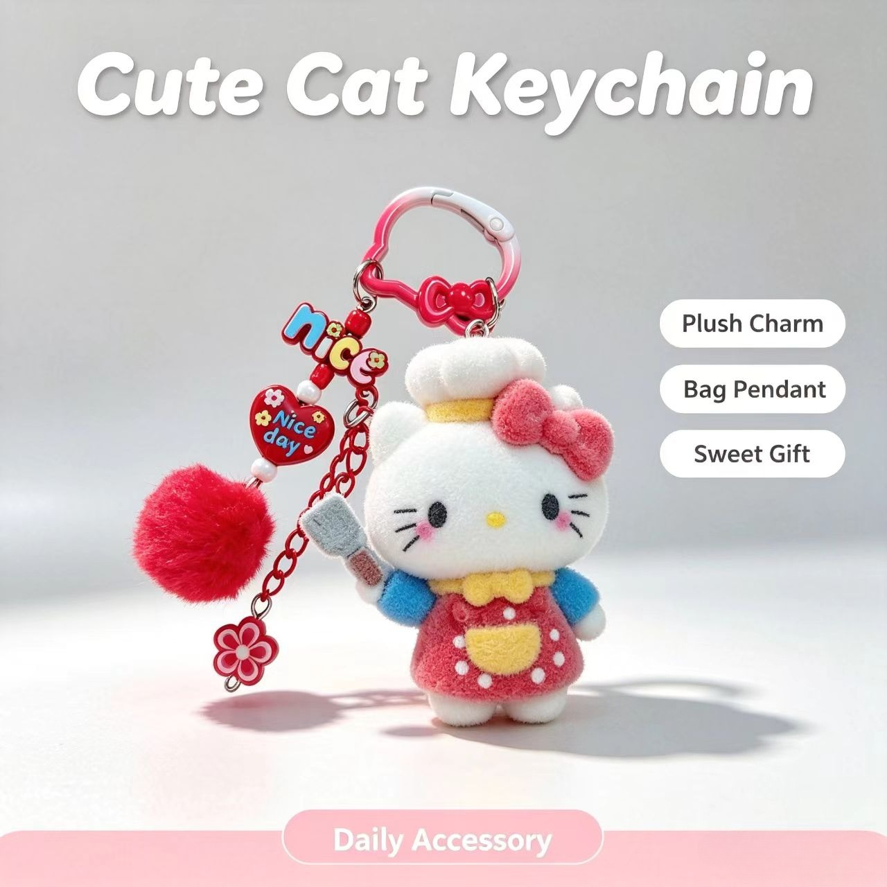 Fashion Flocked Cat Keychain C - Women'S Key Accessories 评论和价格