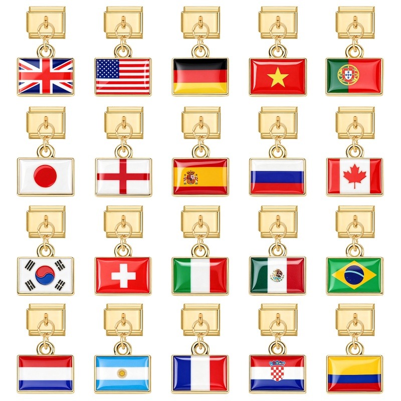 1Pcs 9×10mm Colorful World Fla - Women'S Accessories Manufacturers 评论和价格
