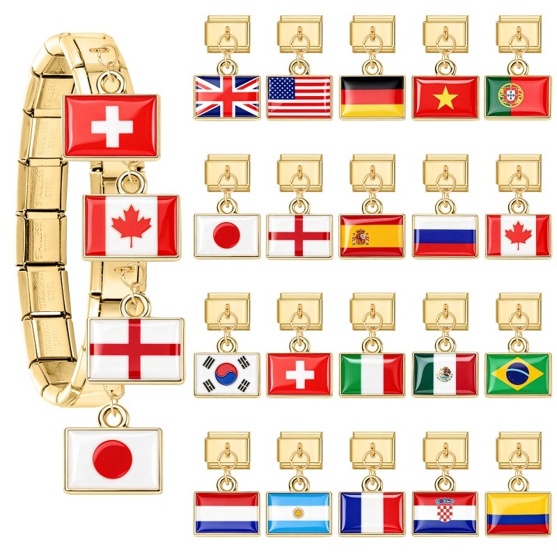 1Pcs 9×10mm Colorful World Fla - Women'S Accessories Manufacturers 评论和价格
