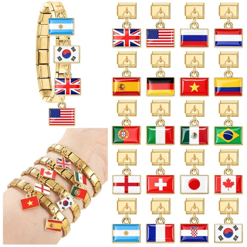 1Pcs 9×10mm Colorful World Fla - Women'S Accessories Manufacturers 评论和价格