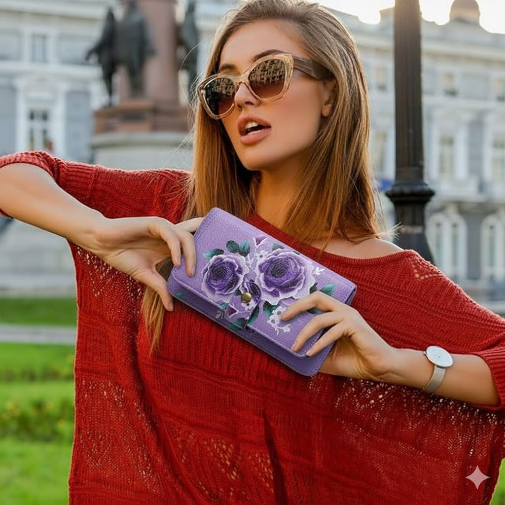 Elegant Floral PU Leather Clut - Women'S Accessories Handbags 评论和价格