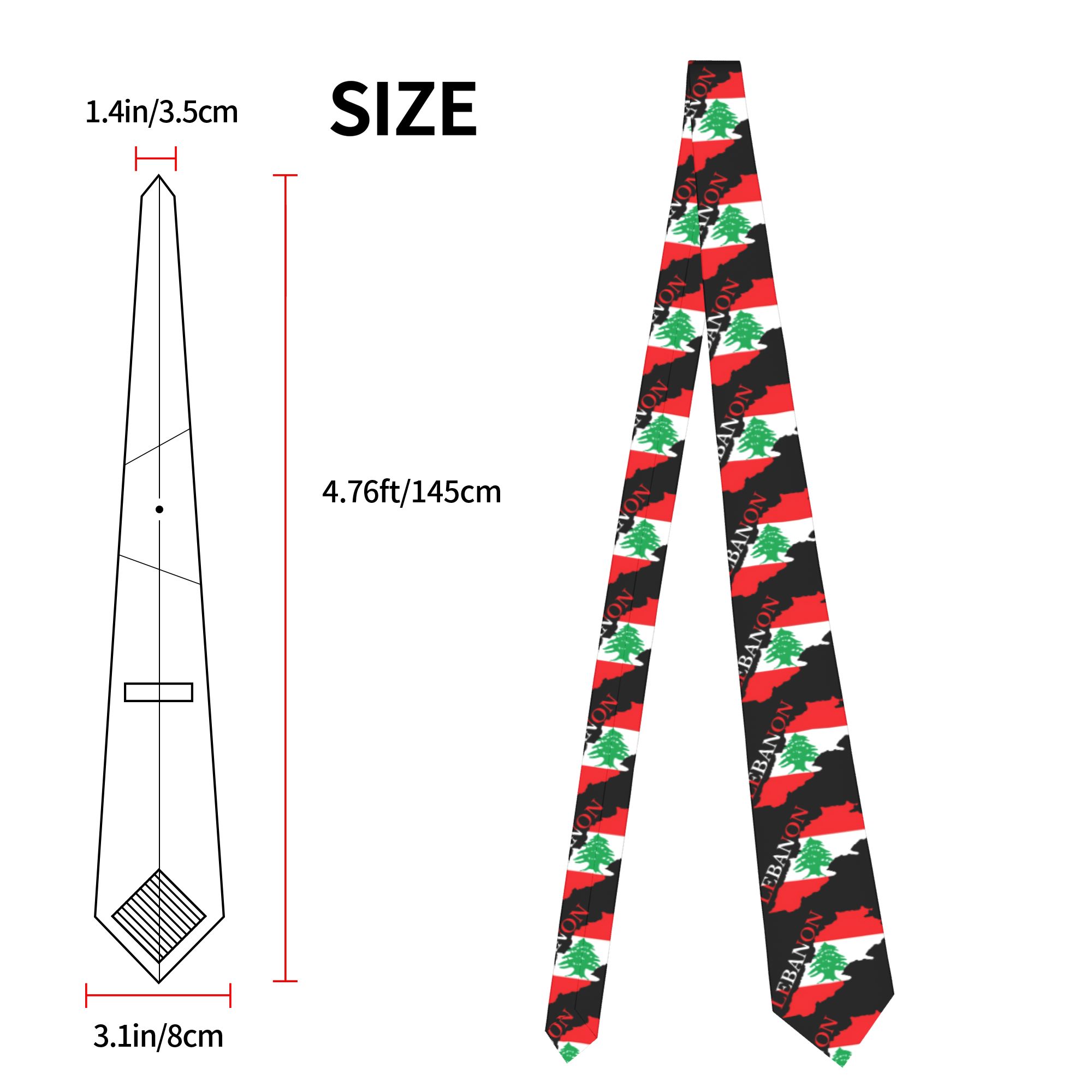 Lebanon Flag Map  Tie  Cosplay - Women Accessories Lebanon 评论和价格